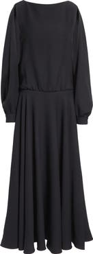 Balenciaga Long Sleeve Silk & Wool Crepe Balloon Dress