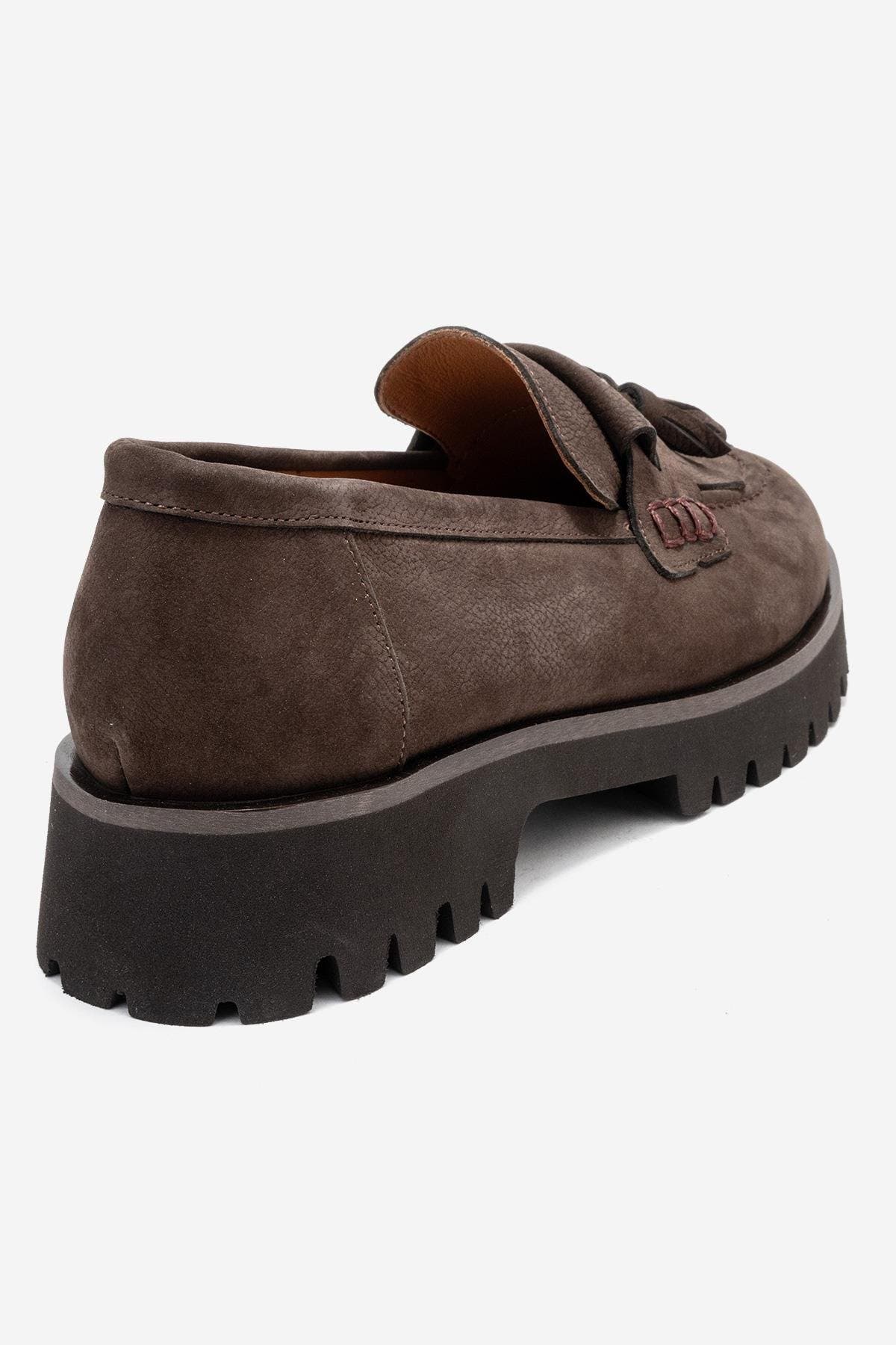 Poen Leather Tassel Loafer, Alternate, color, Brown Suede Leather