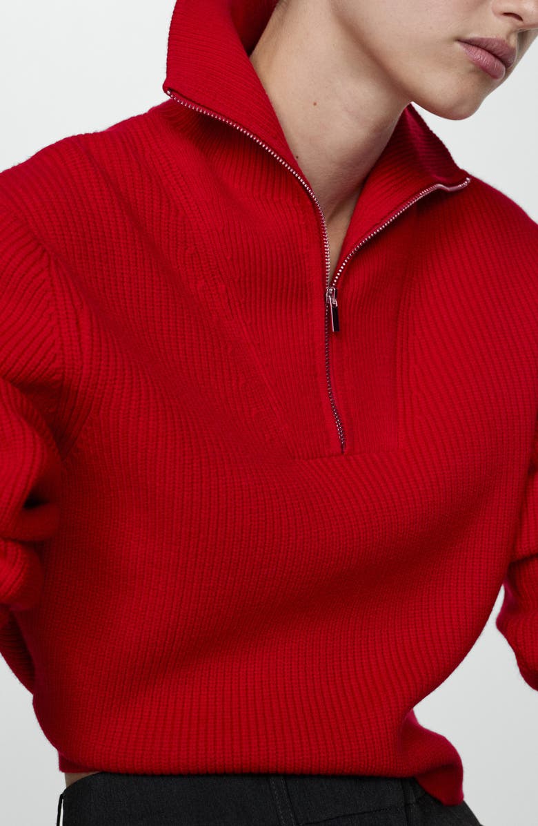 MANGO Half Zip Rib Sweater, Alternate, color, 