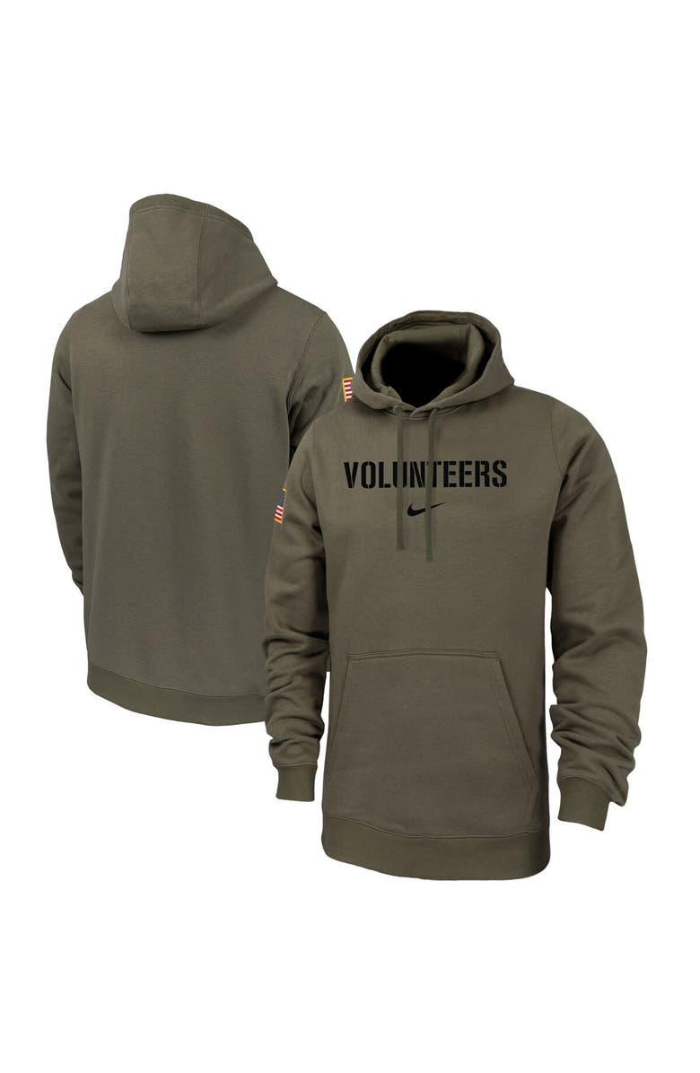Nike Men's Nike  Olive Tennessee Volunteers Military Pack Club Fleece Pullover Hoodie, Main, color, 