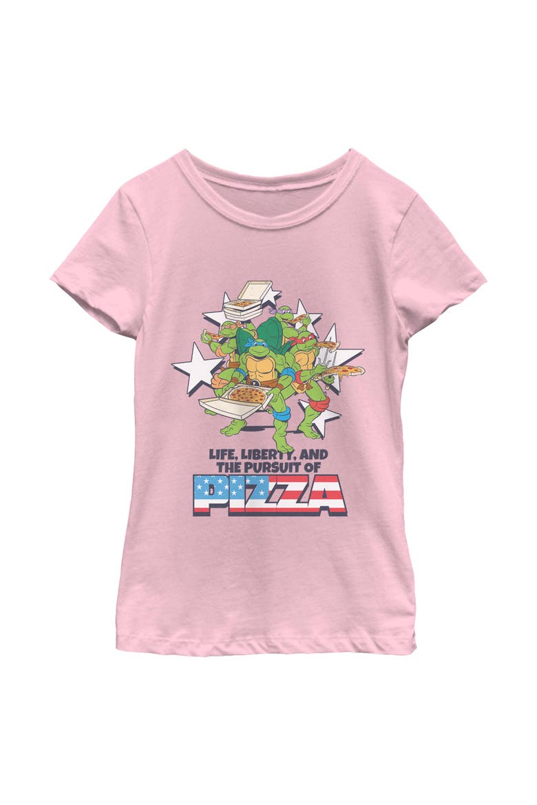 Girl's Teenage Mutant Ninja Turtles Liberty and the Pursuit of Pizza  Graphic T-Shirt, Main, color, Light Pink