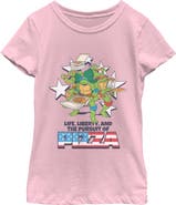 TEENAGE MUTANT NINJA TURTLES Girl's Teenage Mutant Ninja Turtles Liberty and the Pursuit of Pizza  Graphic T-Shirt