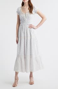LoveShackFancy Emie Floral Smock Waist Cotton Dress
