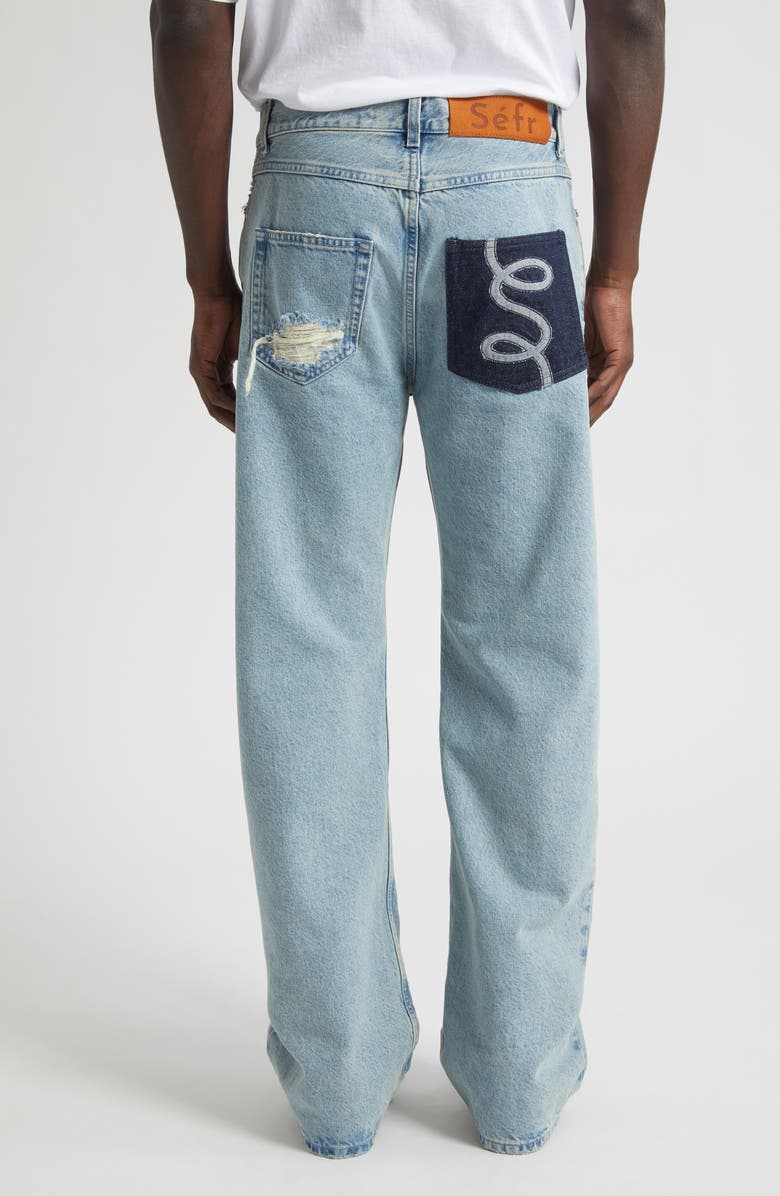 Séfr Swirl Distressed Straight Leg Jeans, Alternate, color, Indigo Wash