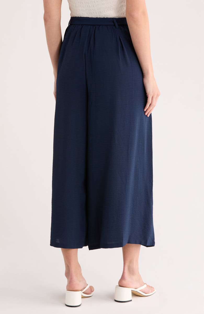 Bobeau Tie Waist Crop Wide Leg Pants, Alternate, color, Navy