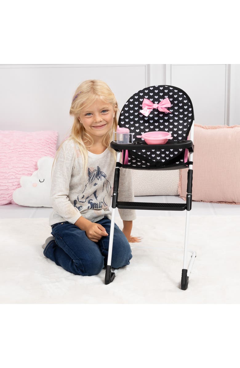 Bayer Design Travel 9 Piece Set Black, Pink, Hearts, for Dolls Up to 18 Inches, Alternate, color, Multicolored
