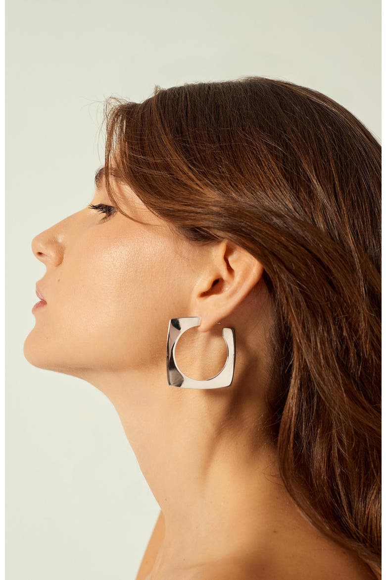 Aldaba Slim Hoop Earrings, Alternate, color, Silver