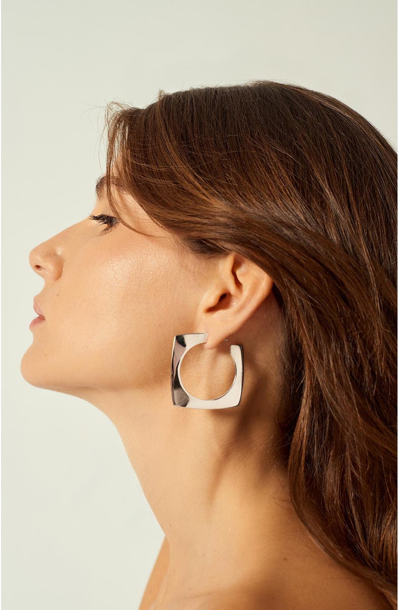 CXC Aldaba Slim Hoop Earrings, Alternate, color, Silver