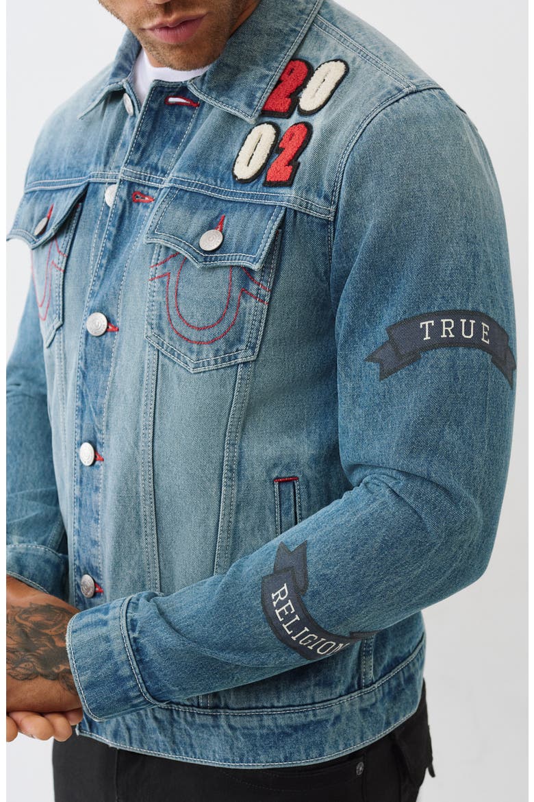 Jessie Patch Denim Jacket, Alternate, color, LIGHT AUTUMN WALK WASH