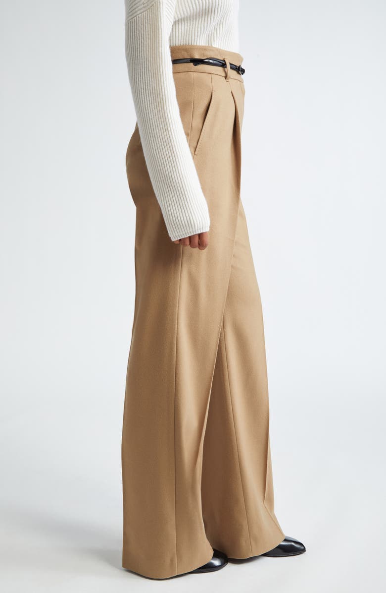 Max Mara Studio Zac Belted Virgin Wool Wide Leg Trousers, Alternate, color, 
