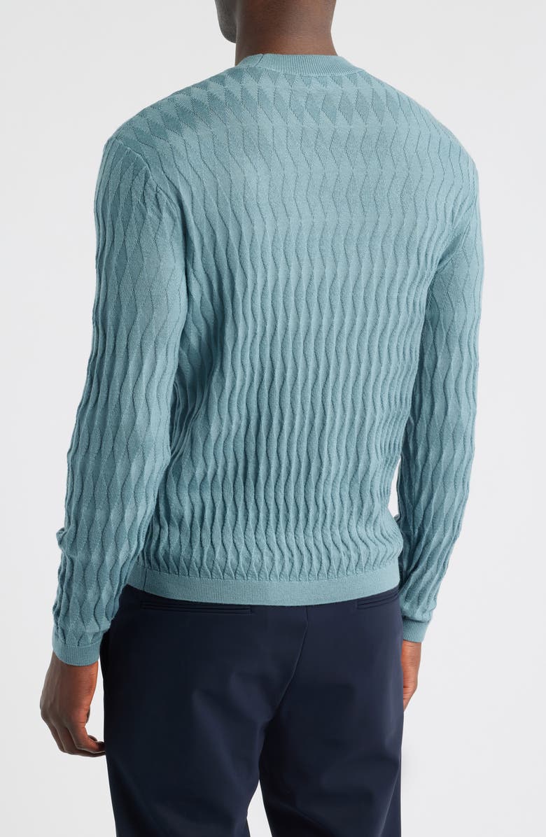 Emporio Armani Diamond Stitch Virgin Wool Crewneck Sweater, Alternate, color, Teal