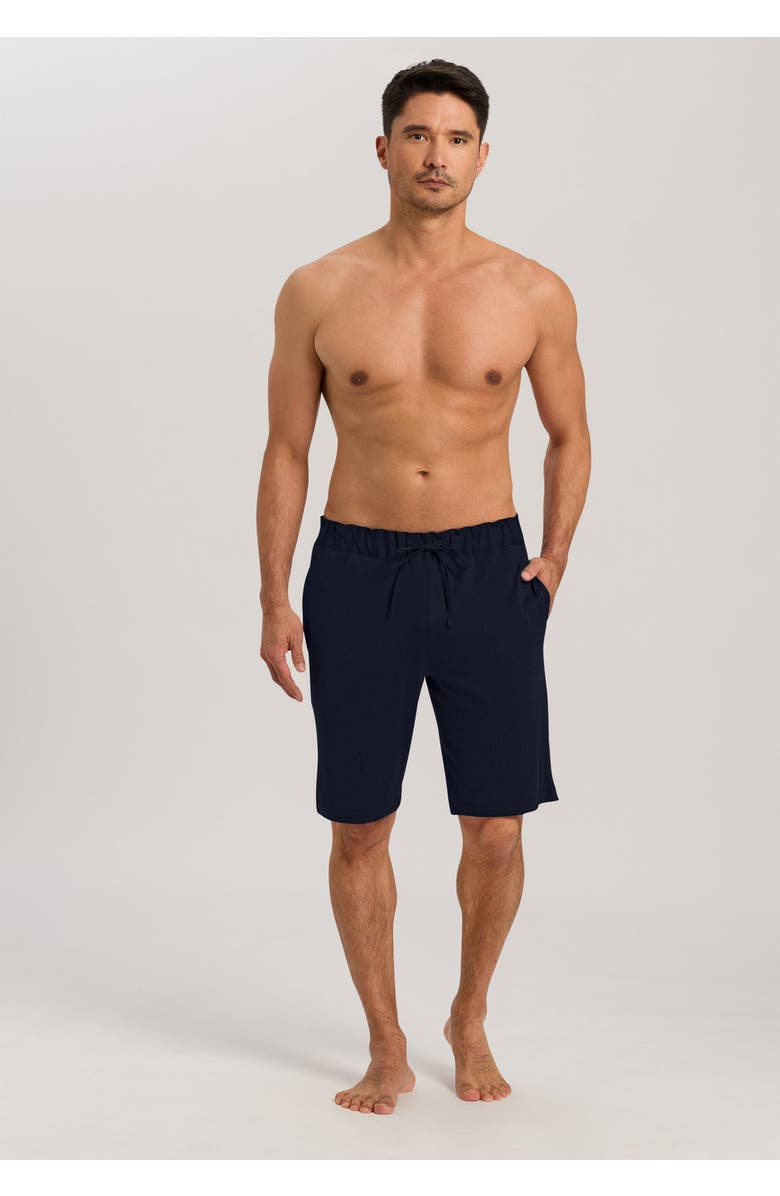 Hanro Night and Day Cotton Knit Drawstring Shorts, Alternate, color, Black Iris