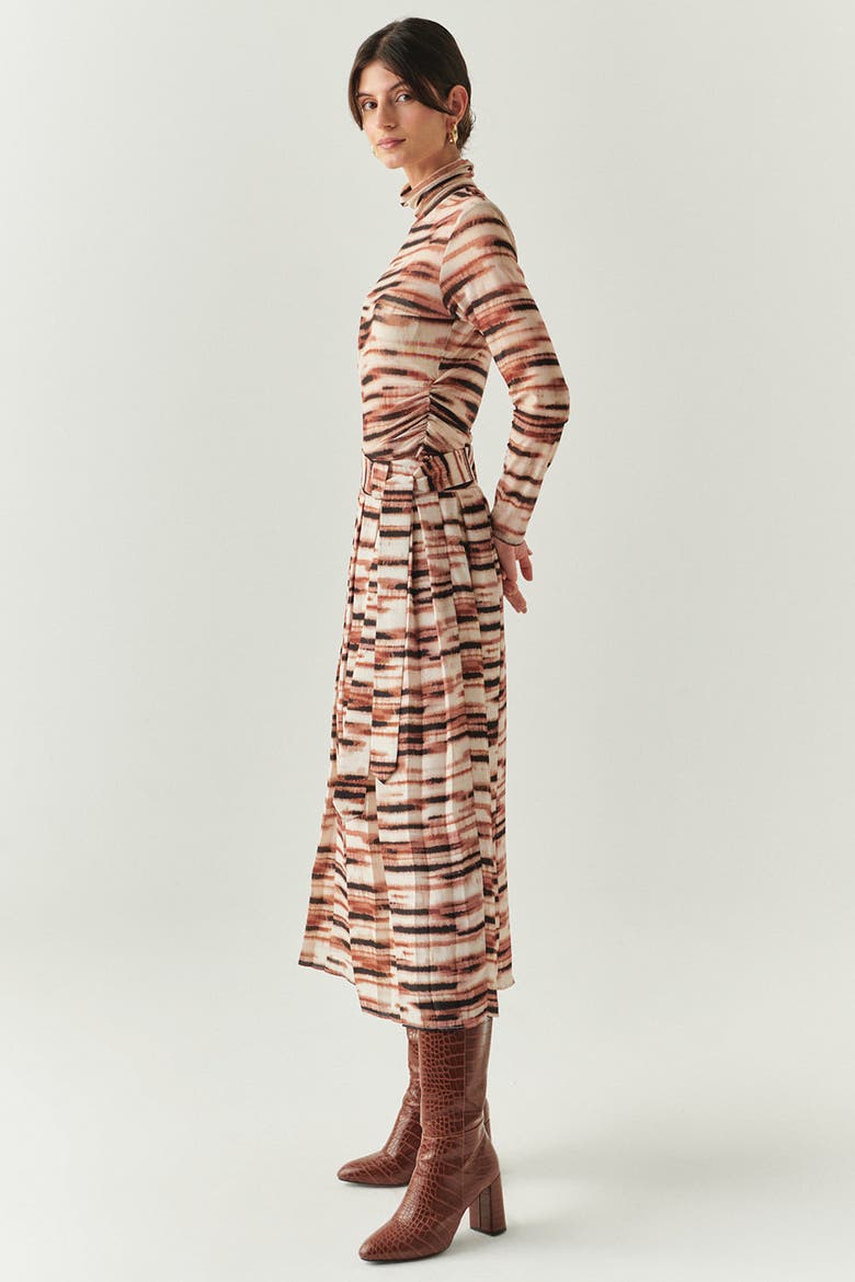 Elina Mesh Midi Skirt, Alternate, color, Brown