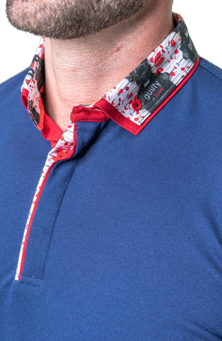 Maceoo Mozartsolidguilty Blue Piqué Button-Down Polo, Alternate, color, Blue