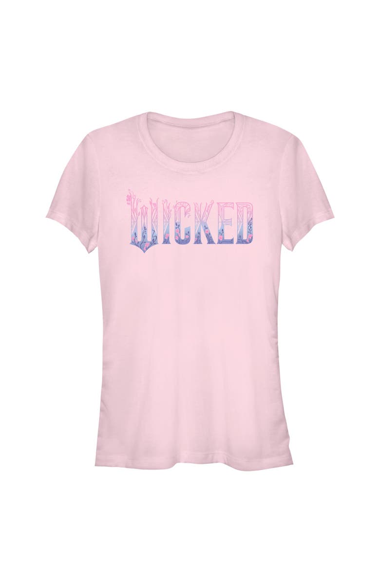 Wicked: For Good Junior's Wicked For Good Floral Pink and Purple Logo  Graphic T-Shirt, Main, color, Light Pink