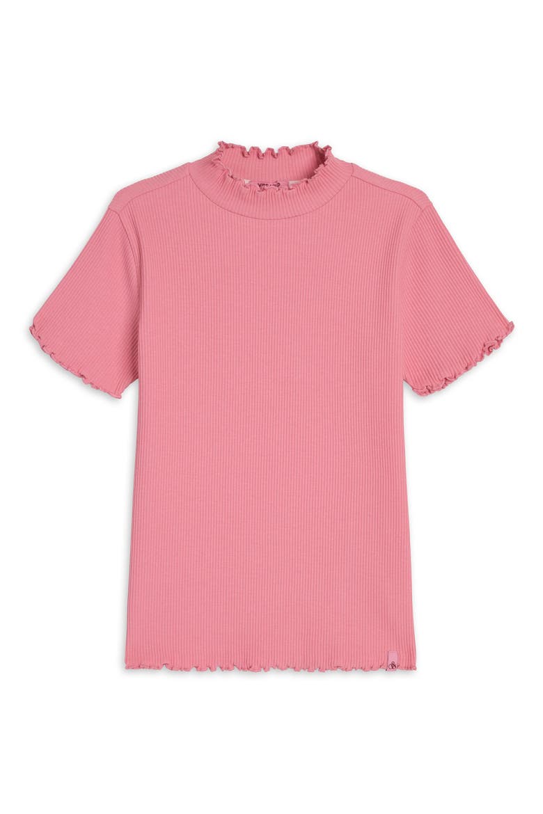 Kids' Lettuce Edge Stretch Cotton Rib T-Shirt, Main, color, ROSE PINK