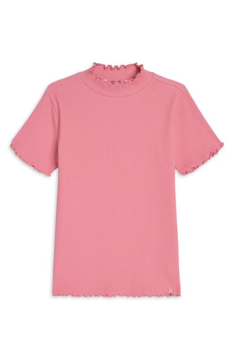 Kids' Lettuce Edge Stretch Cotton Rib T-Shirt