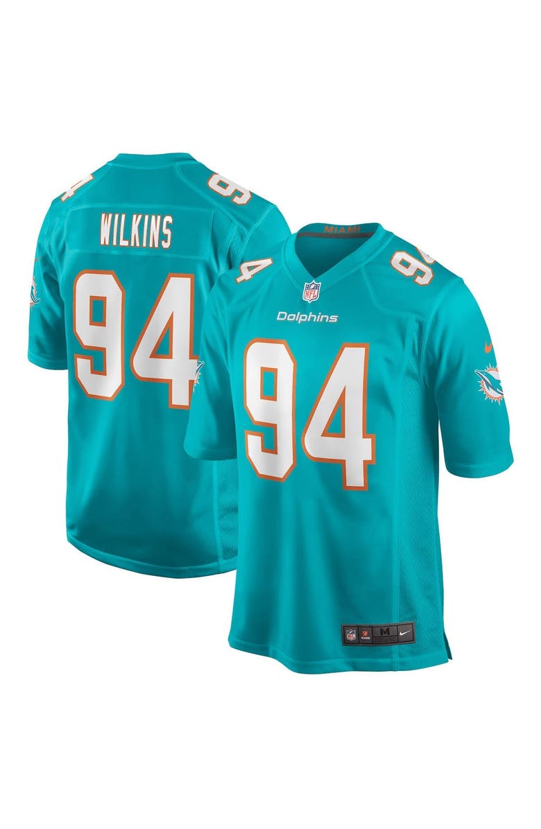 Nike Men's Nike Christian Wilkins Aqua Miami Dolphins Game Jersey, Main, color, 