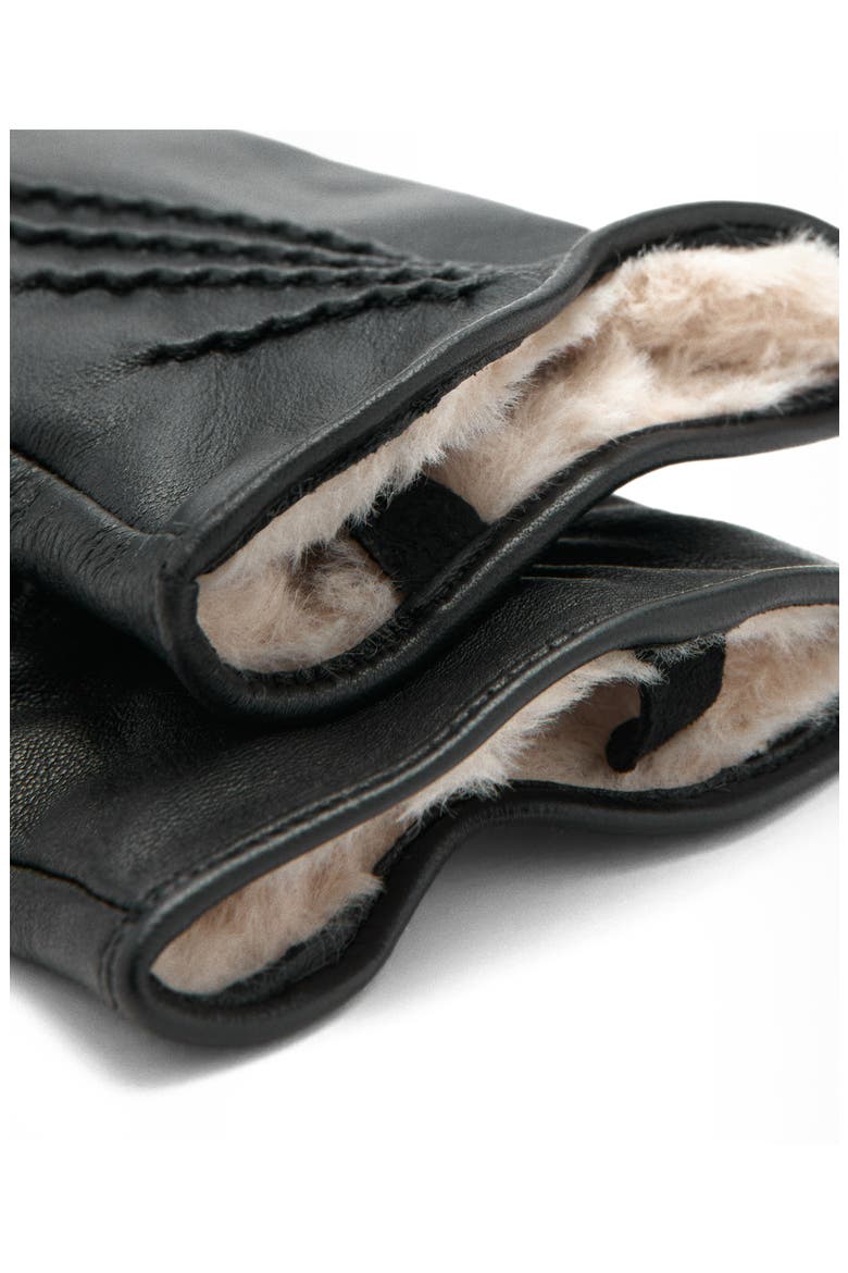 Faux Fur Lined Leather Gloves, Alternate, color, BLACK