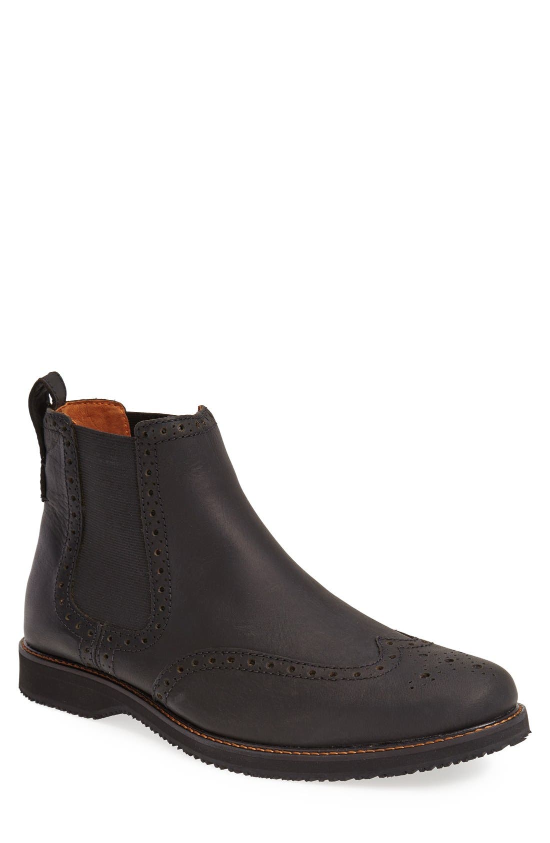 'Enclave' Wingtip Chelsea Boot, Main, color, BLACK