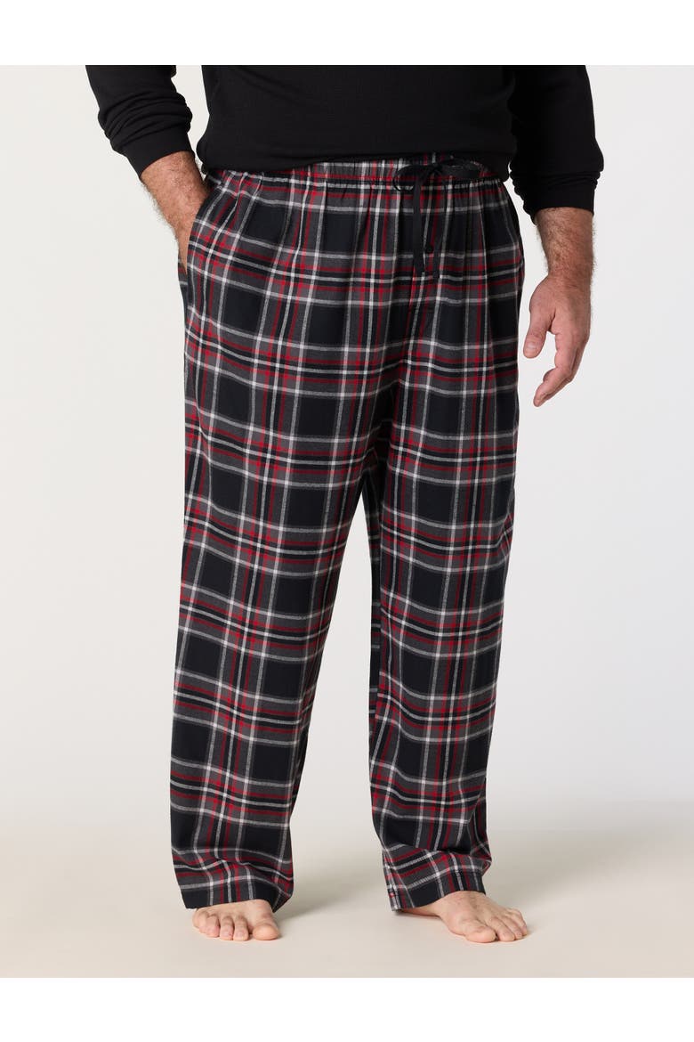 Big & Tall Plaid Flannel Lounge Pants V2, Main, color, BLACK