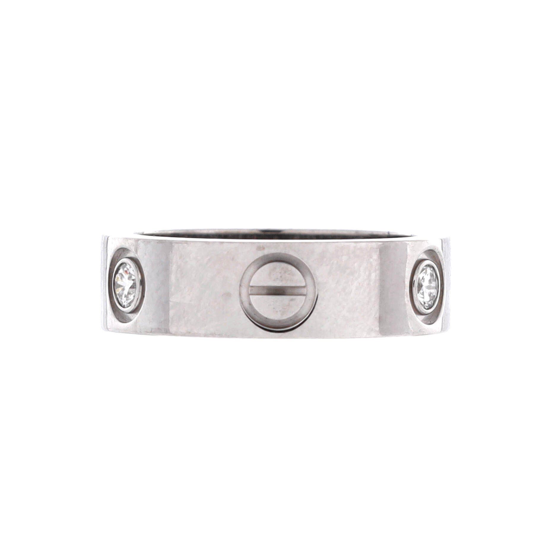 Love 3 Diamonds Band Ring 18K White Gold with Diamond, Alternate, color, Metallic Gold