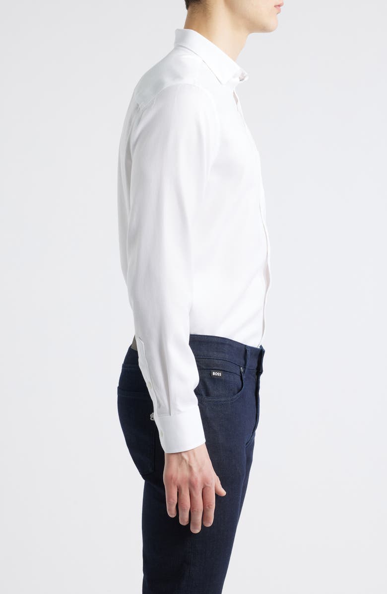 Johnston & Murphy Non-Iron Cotton Dobby Dress Shirt, Alternate, color, White Windowpane