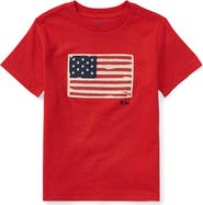 Polo Ralph Lauren Kids' American Flag Appliqué Cotton T-Shirt