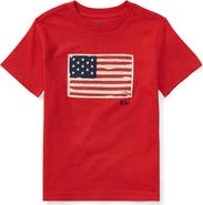 Polo Ralph Lauren Kids' American Flag Appliqué Cotton T-Shirt