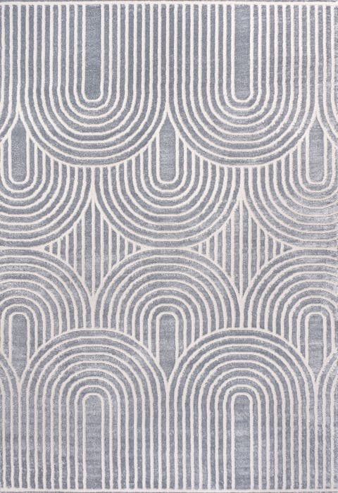 Ariana MidCentury Art Deco Striped Arches Two-Tone High-Low Area Rug