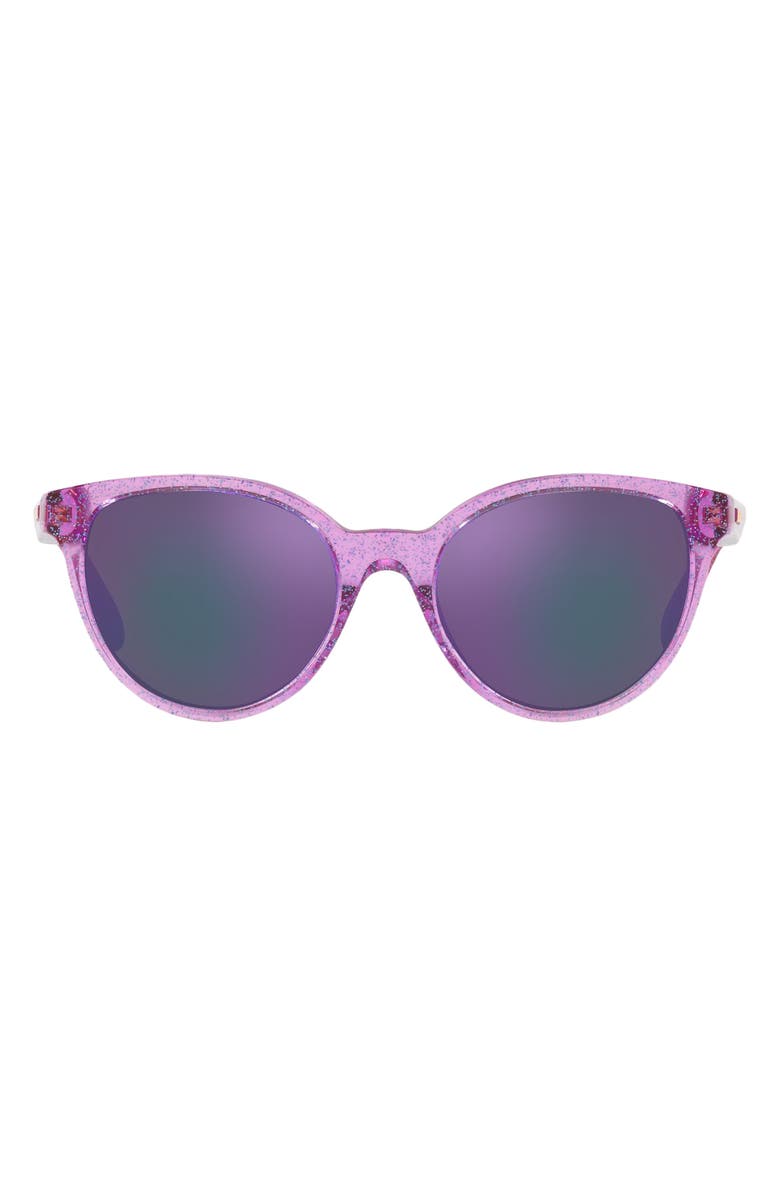 Versace Kids' Phantos 46mm Small Round Sunglasses, Main, color, Lilac Glitter / Grey Violet
