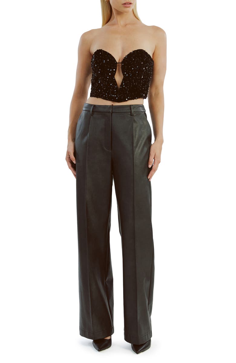 Bardot Sedona Faux Leather Pants, Alternate, color, Black