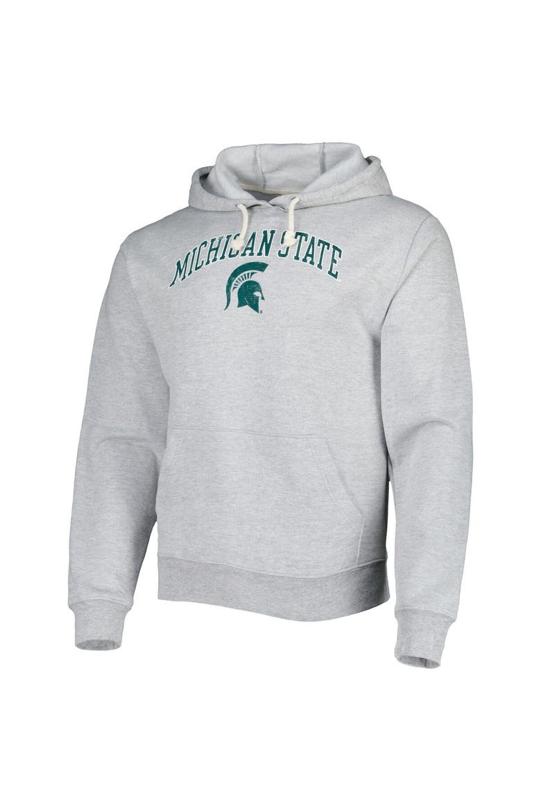 Men's League Collegiate Wear Heather Gray Michigan State Spartans Arch Essential Pullover Hoodie, Alternate, color, Heather Gray