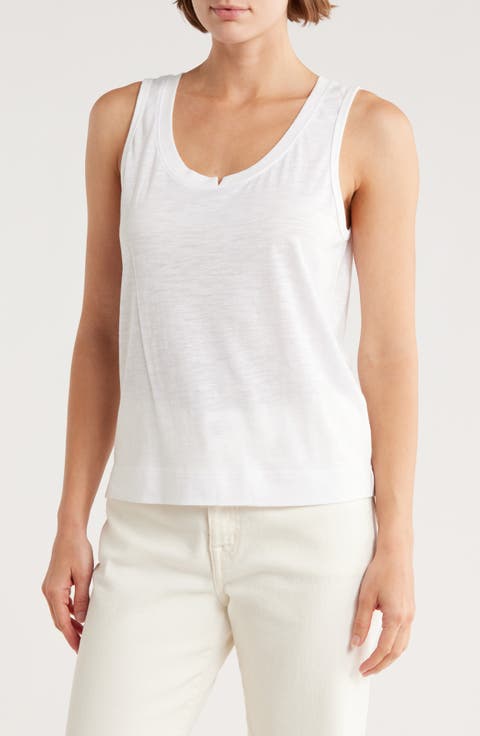 Notched Scoop Neck Tank Top