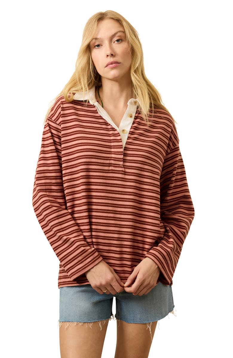 Faherty Hometown Rugby Top, Alternate, color, Dusty Rose Rugby