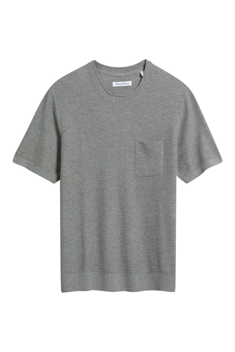 Salthill Short Sleeve Cotton & Linen Piqué Sweater, Alternate, color, MED GREY HEATHER
