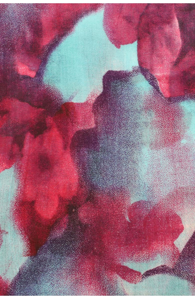 La Fiorentina Watercolor Print Scarf, Alternate, color, Turquoise