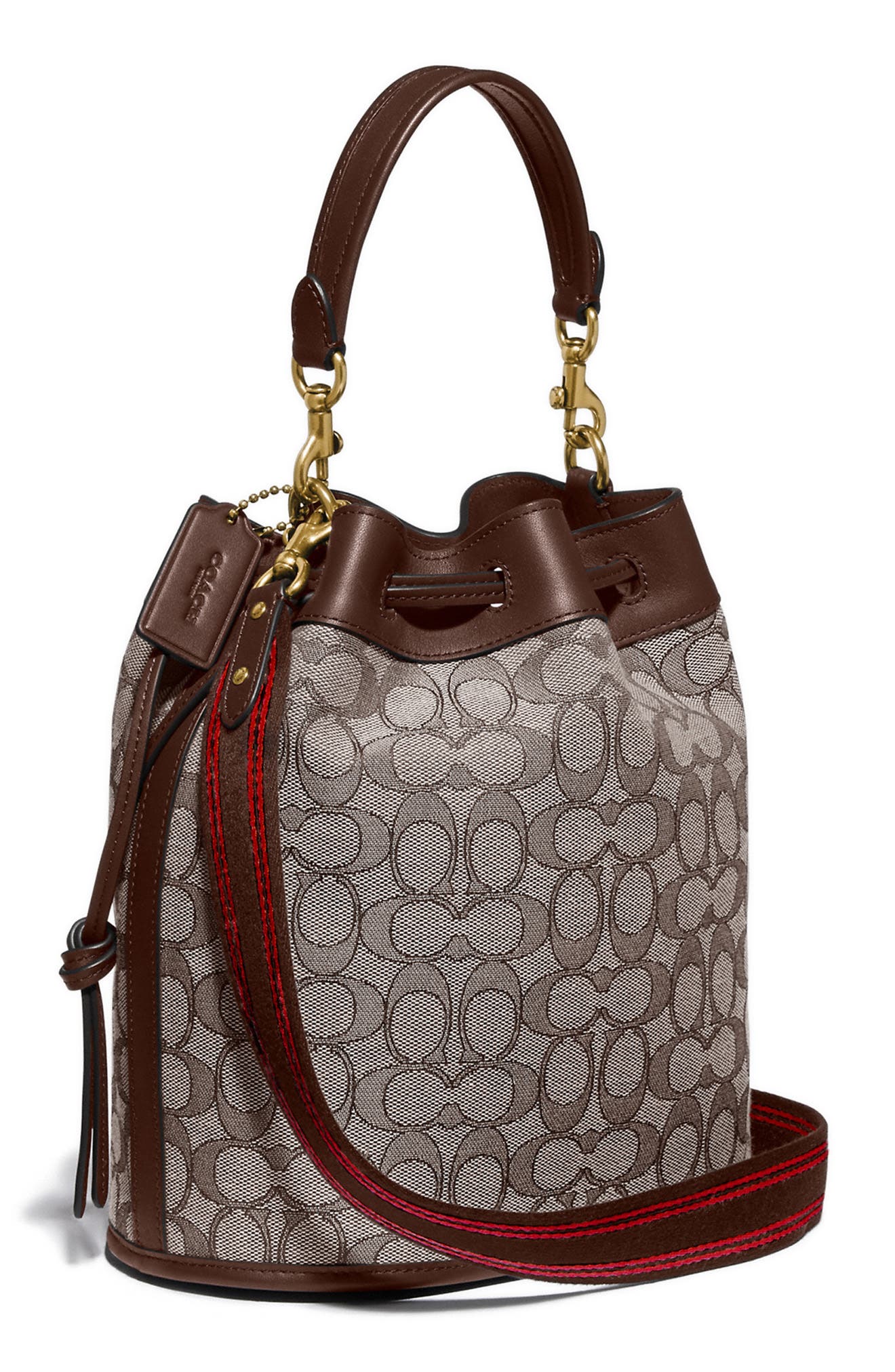 COACH Field Signature Jacquard Bucket Bag, Alternate, color, 