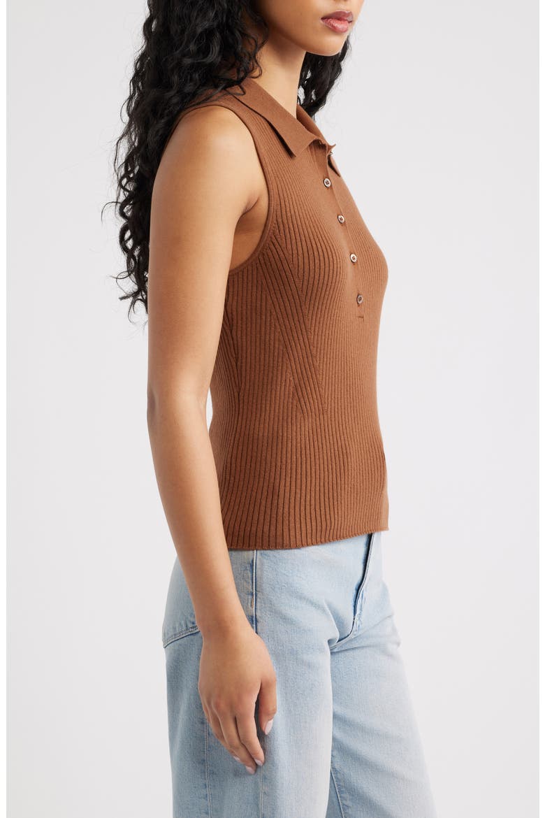 Vesta Rib Sleeveless Polo, Alternate, color, COGNAC