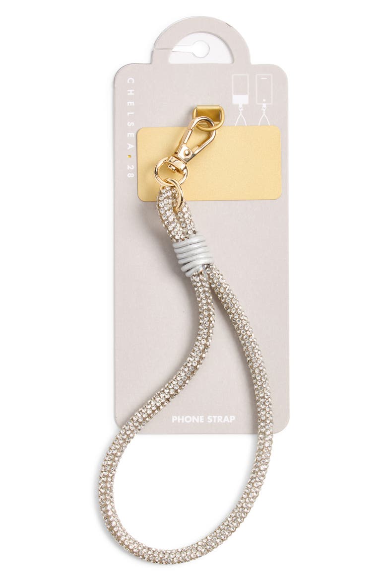 Crystal Cord Phone Strap, Alternate, color, CLEAR- GOLD