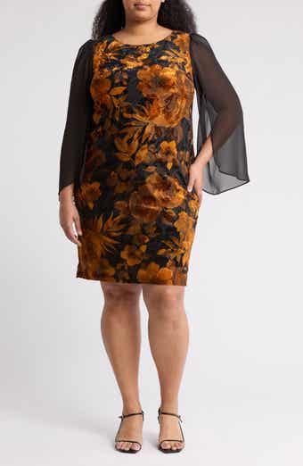 Long Sleeve Velvet Burnout Dress