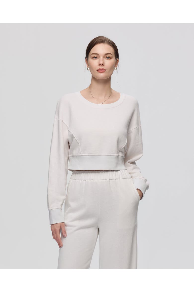 Hemp Essentials Fleece Cropped Sweater, Alternate, color, white