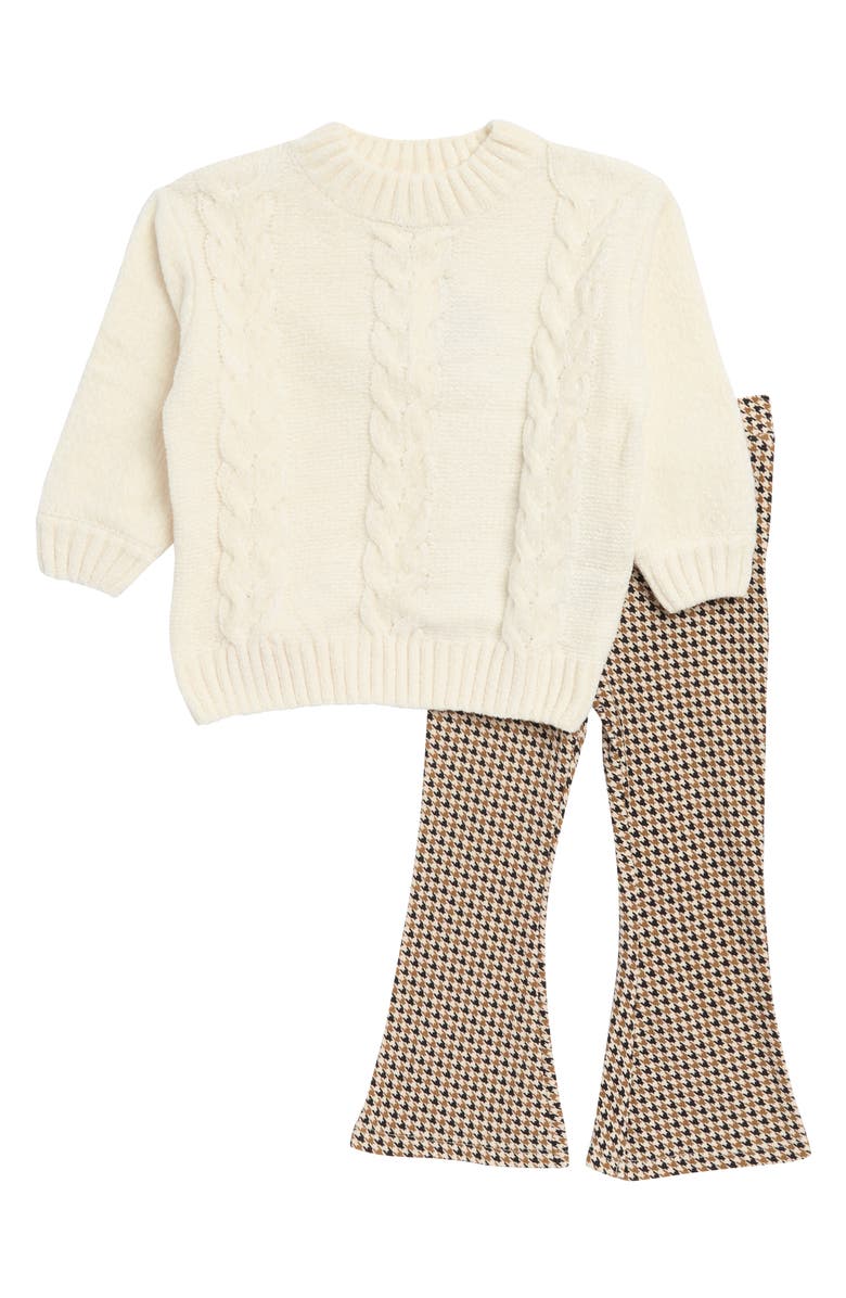 Jessica Simpson Chenille Cable Knit Sweater & Flare Pants Set, Main, color,