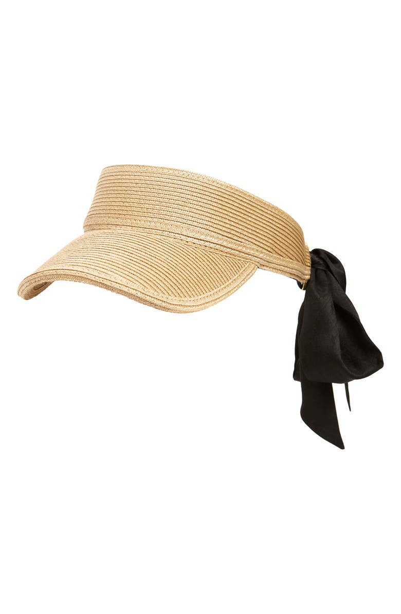Saint Laurent Scarf Tie Straw Visor, Main, color, 