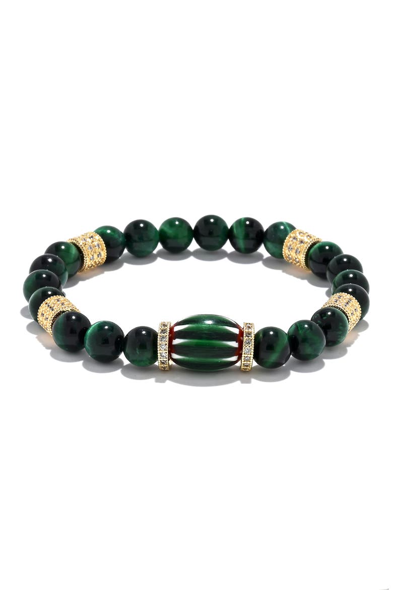 Zephyrine Pavé Beaded Stretch Bracelet, Main, color, GREEN