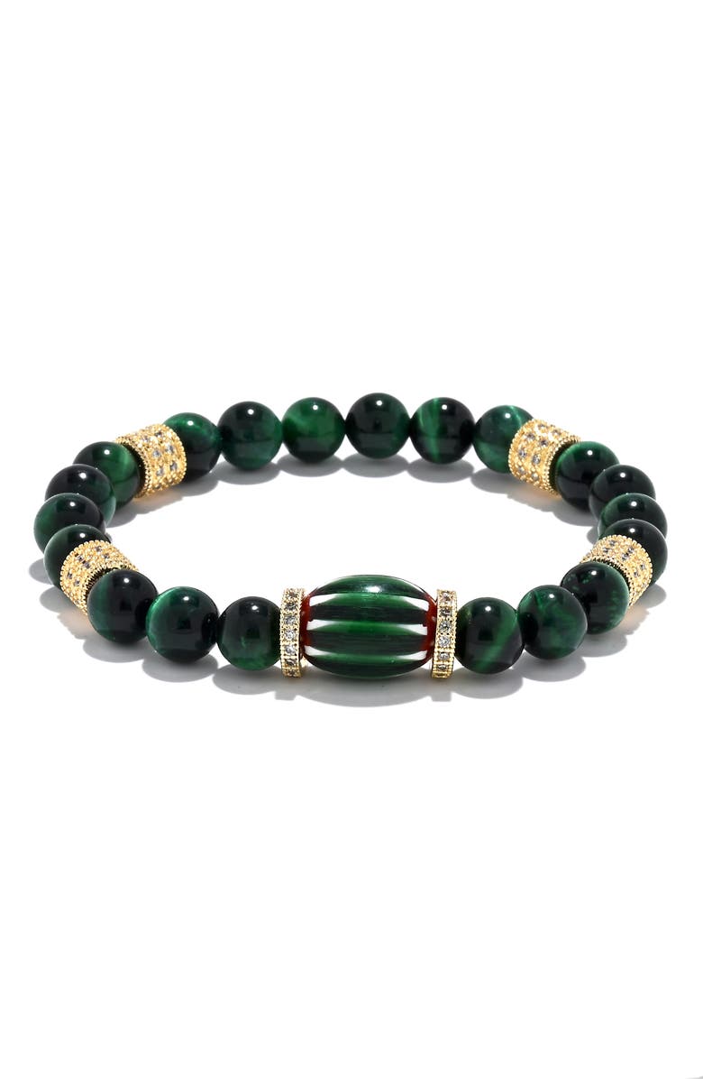 EYE CANDY LOS ANGELES Zephyrine Pavé Beaded Stretch Bracelet, Main, color, Green
