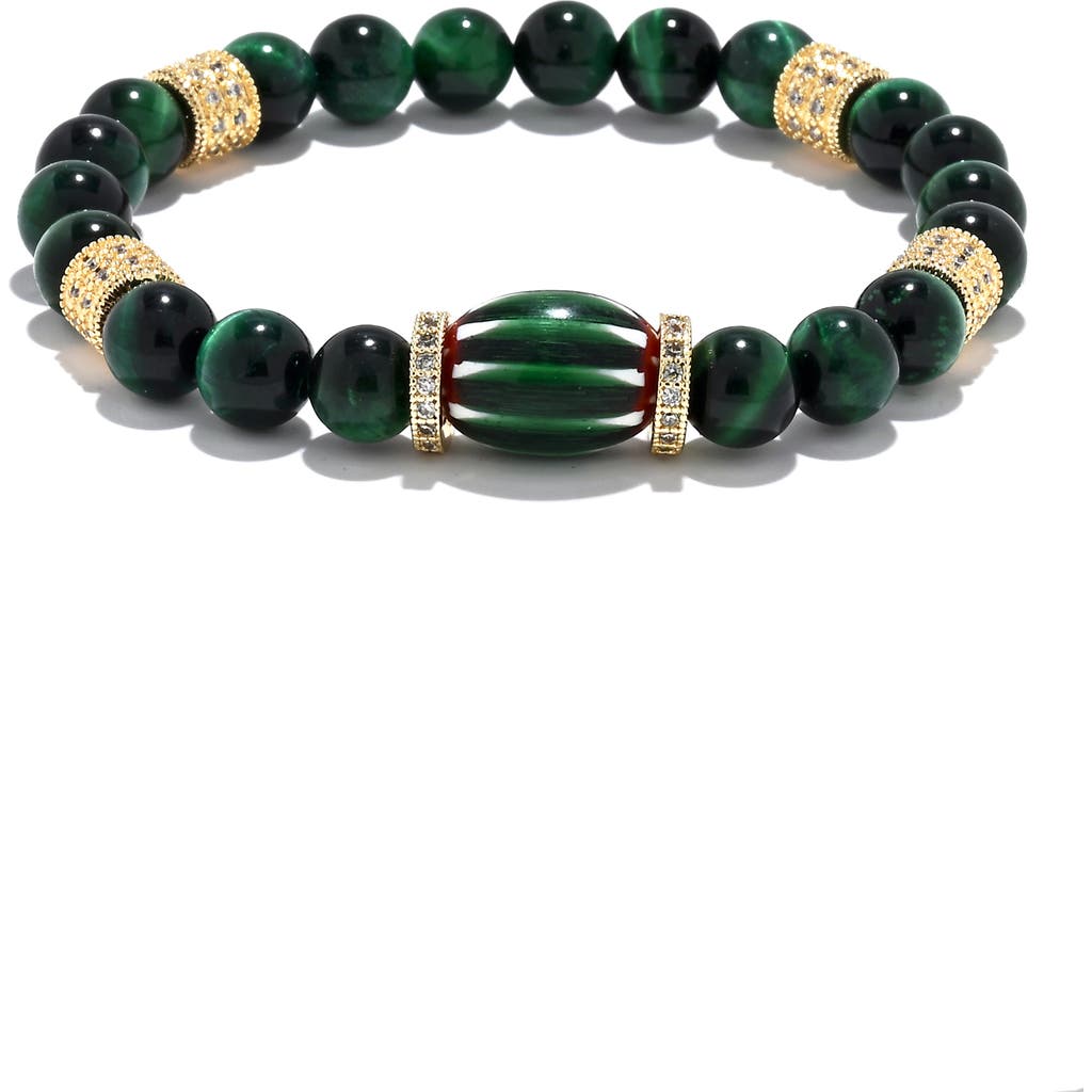 Eye Candy Los Angeles Zephyrine Pavé Beaded Stretch Bracelet In Green