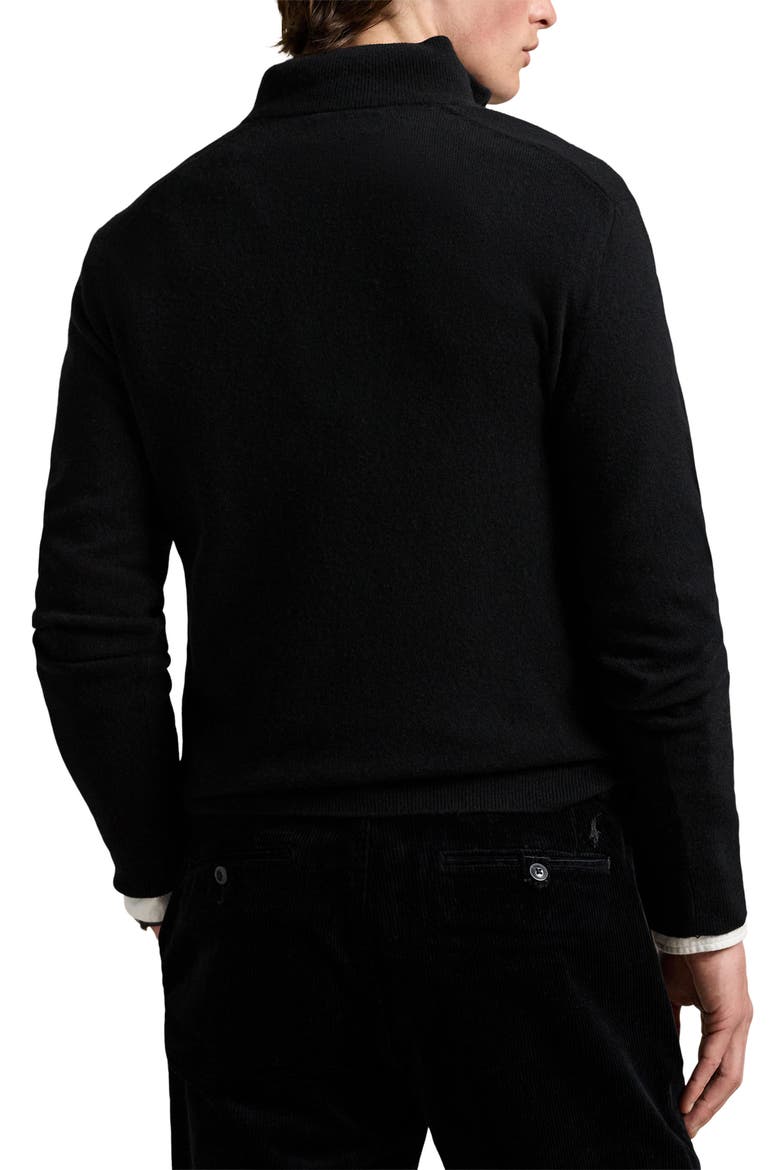 Regular Fit Wool Quarter Zip Sweater, Alternate, color, POLO BLACK