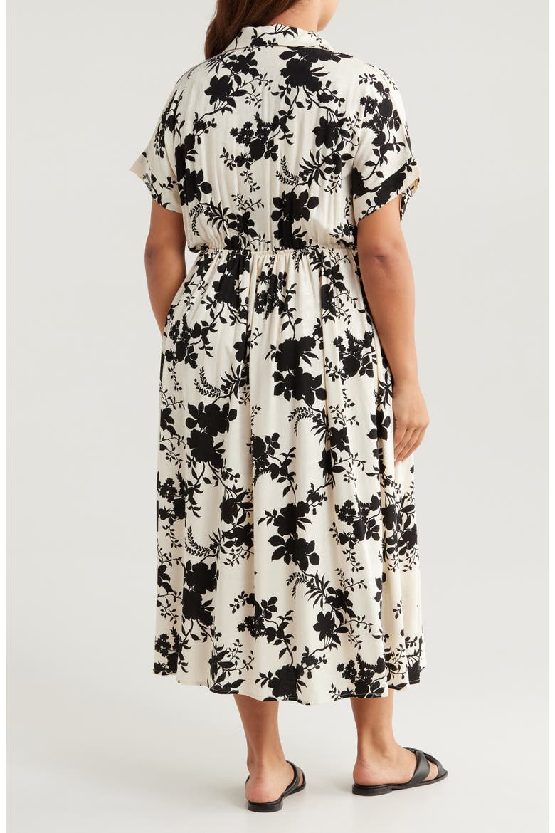 Floral Jacquard Collared Dress, Alternate, color, WHITE/ BLACK