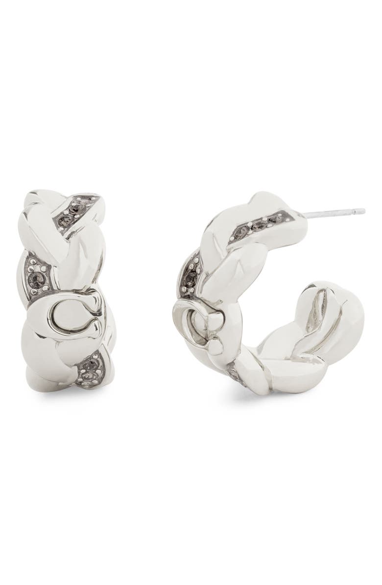 COACH Braided Hoop Earrings, Main, color, 